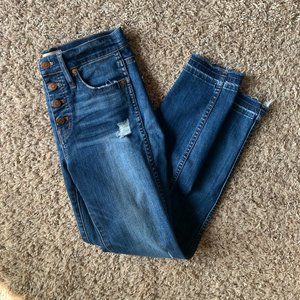 Madewell Button Front 10 inch high rise skinny distressed jeans